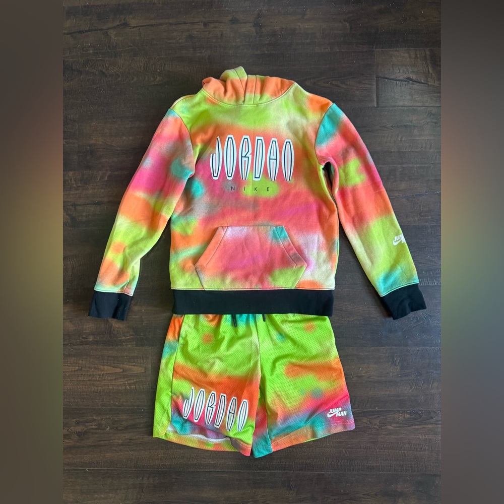 Hoodie and shorts- Jordan Kids tie dye set